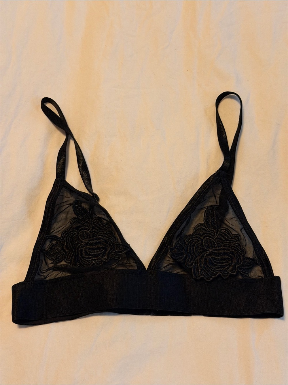 Urban Outfitters Sheer Black Floral Lace Bralette Size S